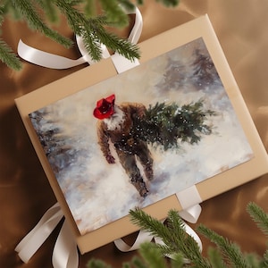 Cowboy Santa Christmas Cards – Western Holiday Card Set, Pack of 10 with Envelopes