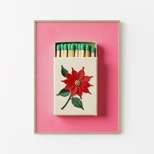 Dezember Geburtsblumen Geschenke Vintage Streichholzbuch Druck | Dopamin-Dekor, Cottagecore-Dekor, Western Cowgirl Trendige Wandkunst, Muttertagsgeschenk