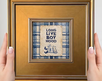 Decoración para la habitación del bebé niño: cuadro pequeño enmarcado para la pared, recuerdo para el recién nacido.