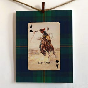 Arte de cartas de juego de vaqueros: lámina del as de picas del tigre fácil, decoración del oeste americano. Poster (unframed)