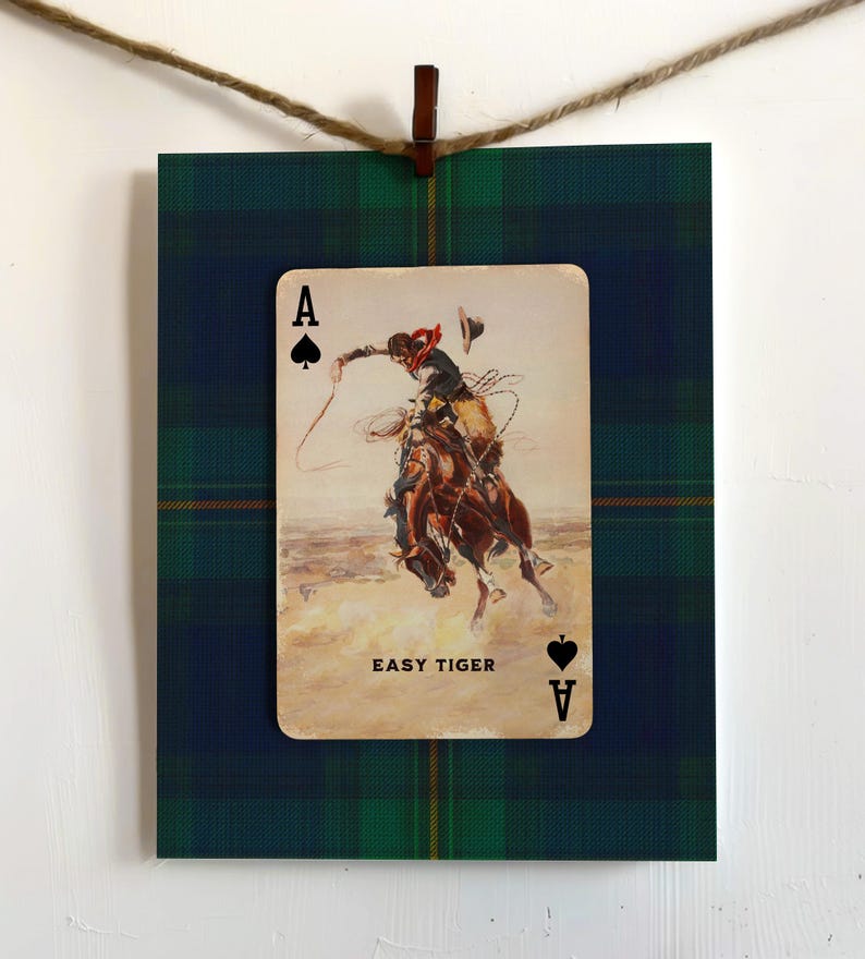 Arte de cartas de juego de vaqueros: lámina del as de picas del tigre fácil, decoración del oeste americano. Poster (unframed)
