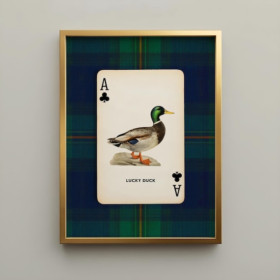 Mallard Duck Art Print – Lucky Duck Ace Playing Card, Hunting Lodge Wall Decor