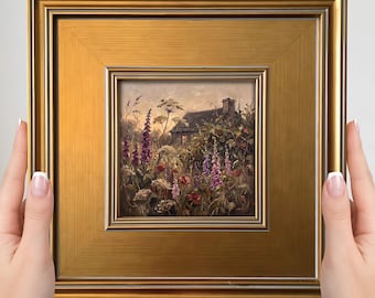 Wildflower Meadow Mini Painting – Vintage Botanical Small Framed Art, Cottagecore Decor