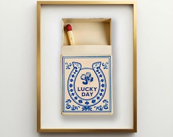 Lucky Matchbox Art – Cowboy Wall Art, Vintage Americana Toile Decor