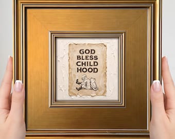 Decoración infantil americana: cuadro pequeño enmarcado, recuerdo de bautizo.