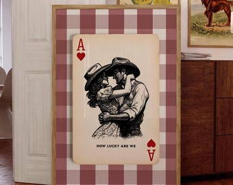 Quelle chance avons-nous d&#39;impression as de coeur - décoration murale vichy bordeaux, affiche pays alternatif, art occidental tendance, cadeau couple romantique pour elle