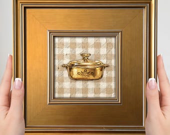 Mini cuadro de cazuela – Arte de pared para cocina rústica, pequeño adorno de pared enmarcado