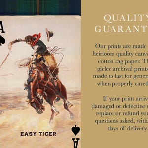 Arte de cartas de juego de vaqueros: lámina del as de picas del tigre fácil, decoración del oeste americano. imagen 20