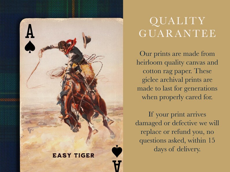 Arte de cartas de juego de vaqueros: lámina del as de picas del tigre fácil, decoración del oeste americano. imagen 20