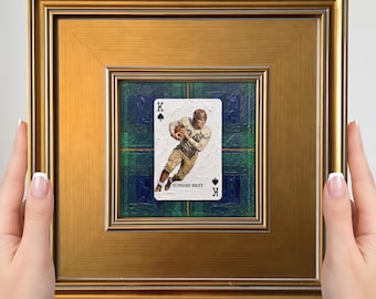 Mini cuadro de fútbol – Obra de arte enmarcada pequeña, decoración deportiva vintage