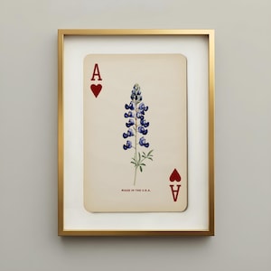 Arte mural de Texas Bluebonnet: decoración del hogar del oeste, póster retro de naipes vintage, decoración primaveral