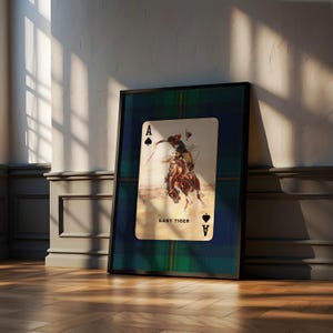 Arte de cartas de juego de vaqueros: lámina del as de picas del tigre fácil, decoración del oeste americano. imagen 12