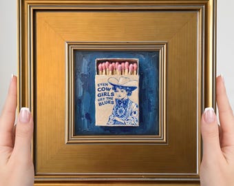 Mini cuadro del Oeste - Vaquera, pequeño cuadro enmarcado, decoración americana