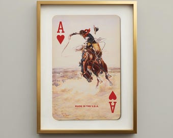 Cowboy Western Art - Vintage Playing Card Poster, Masculine Wall Decor