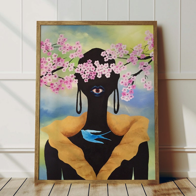 Weird Core Spring Preppy African Floral Print, Maximalist Room Decor, Preppy Wall Art ...