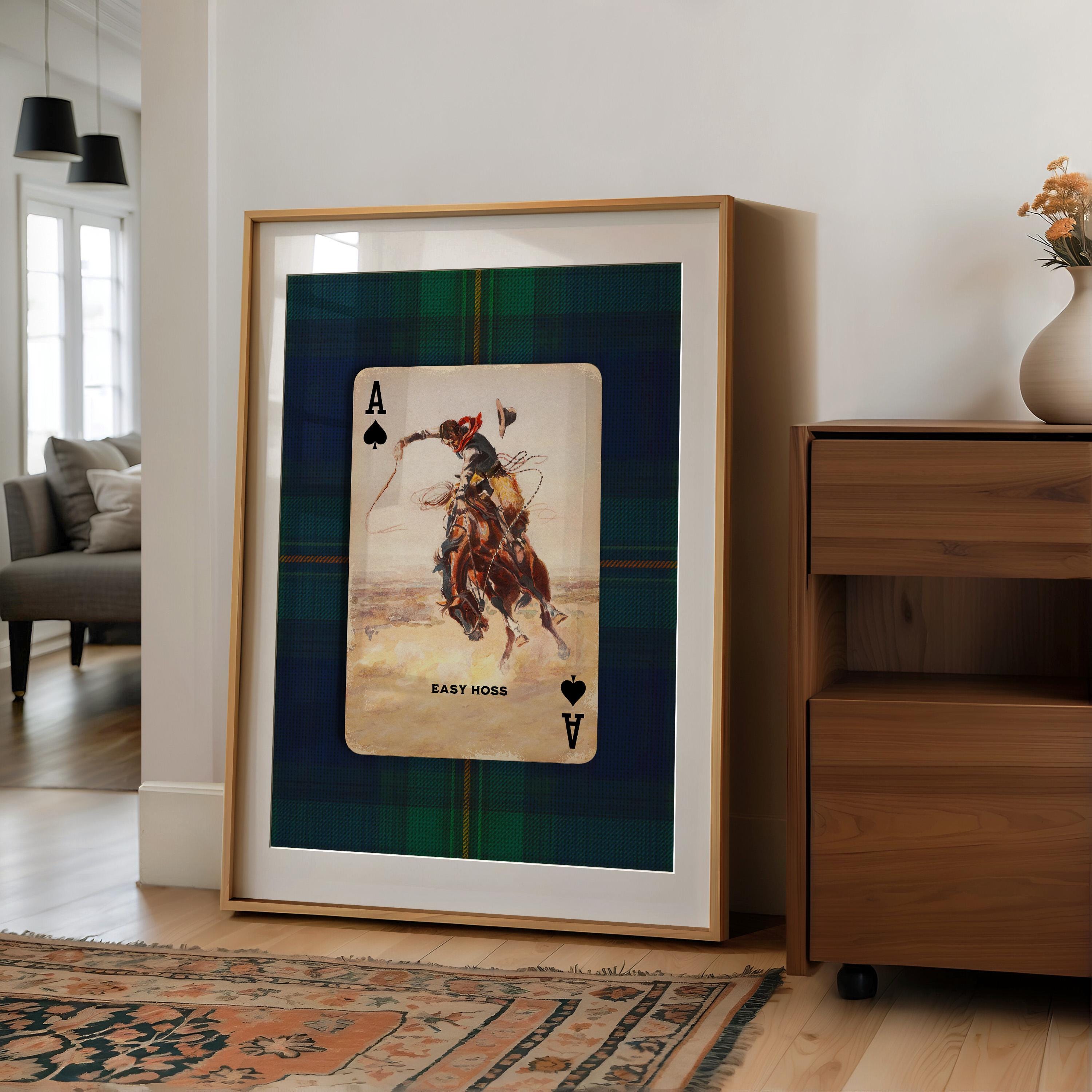 Cowboy Playing Card Art – Vintage Ace of Spades Print, Western Lodge ...