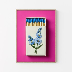 Juli Geburtstagsblumen Geschenke Vintage Streichholzbuch Druck | Dopamin-Dekor, Blumenkunst, westliche trendige Wandkunst, Geburtsblume benutzerdefiniertes Muttertagsgeschenk