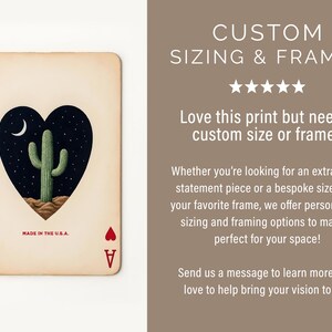 Saguaro Cactus Ace of Hearts Print – Arizona Landscape Wall Art, Retro Playing Card Decor, Southwestern Cowboy Desert Art Print