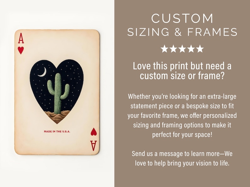 Saguaro Cactus Ace of Hearts Print – Arizona Landscape Wall Art, Retro Playing Card Decor, Southwestern Cowboy Desert Art Print