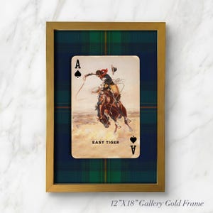 Arte de cartas de juego de vaqueros: lámina del as de picas del tigre fácil, decoración del oeste americano. imagen 16