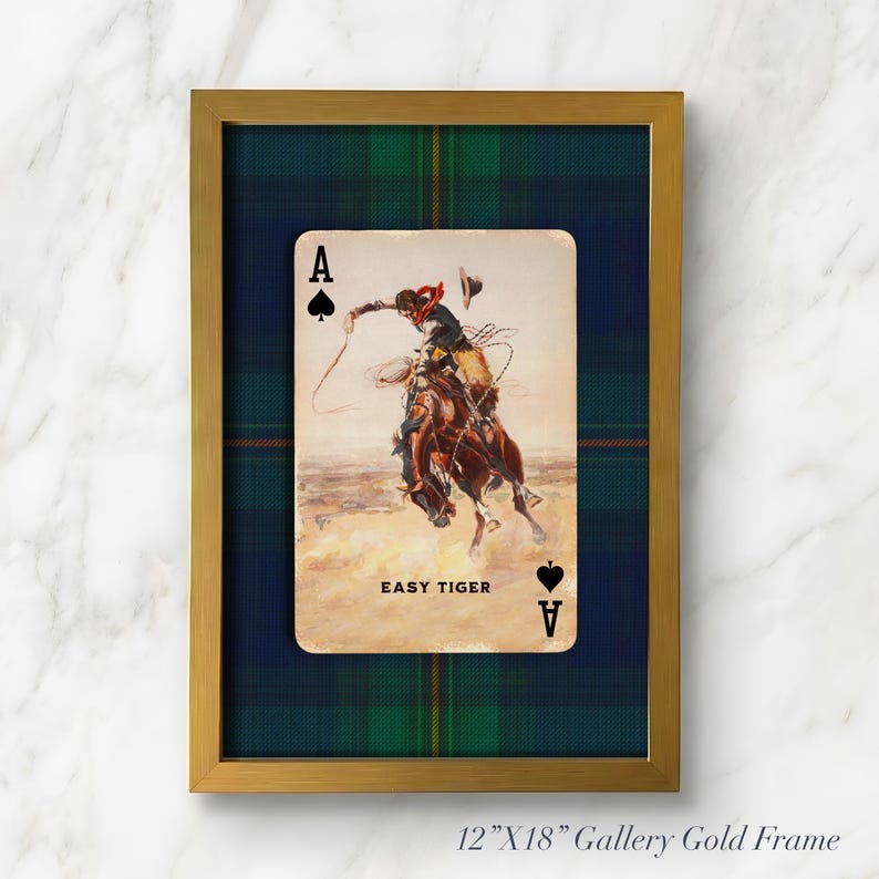 Arte de cartas de juego de vaqueros: lámina del as de picas del tigre fácil, decoración del oeste americano. imagen 16
