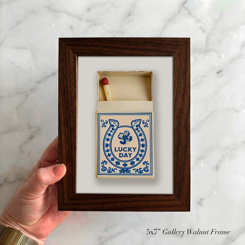 Lucky Matchbox Art – Cowboy Wall Art, Vintage Americana Toile Decor image 5