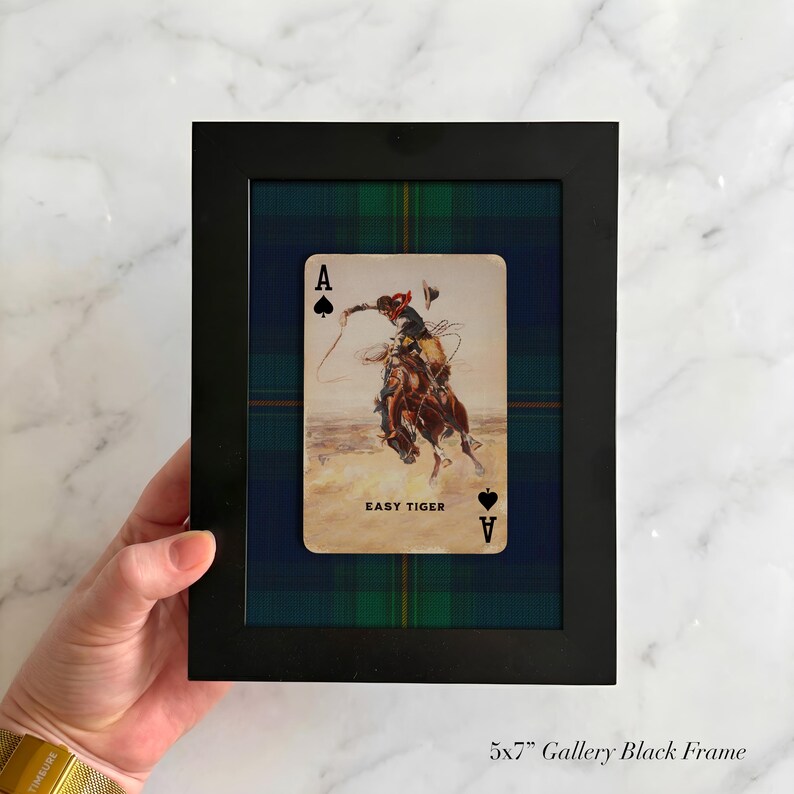 Arte de cartas de juego de vaqueros: lámina del as de picas del tigre fácil, decoración del oeste americano. imagen 10
