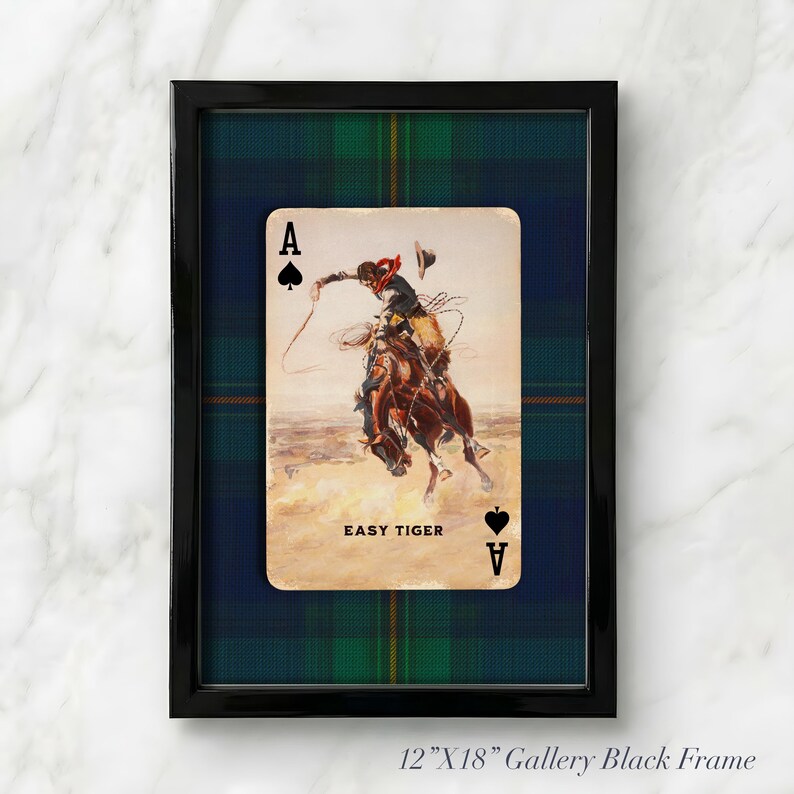 Arte de cartas de juego de vaqueros: lámina del as de picas del tigre fácil, decoración del oeste americano. imagen 13