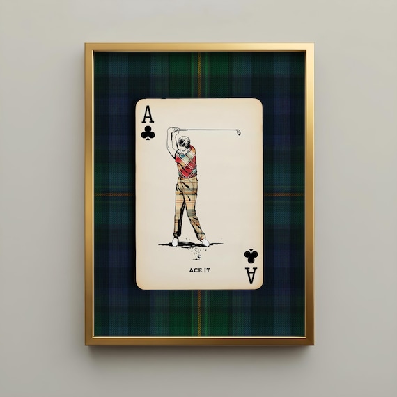 Golf Wall Art – "Ace It" Ace of Clubs Playing Card Print, Vintage Country Club Decor
