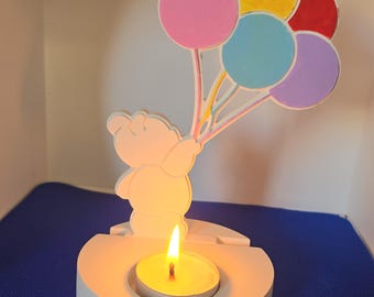 Handgefertigte Sojawachs Bären-Kerze mit Ballon - duftendes dekoratives Geschenk