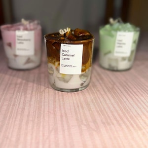 Candela al caramello ghiacciato - Candela al caffè finto - Gel e cera di soia fatti a mano - Regalo per gli amanti del caffè - Candela decorativa per bevande