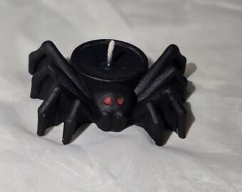 Black Spider Candle with Tealight | Halloween Candle | Spooky Home Decor | Handmade Gift