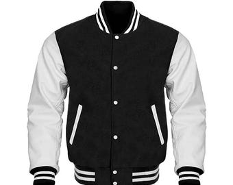 Varsity Jacket Wool & Real Leather sleeves Letterman Bomber College Jacket, customization available