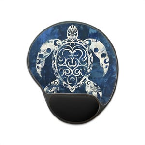 Blue Sea Turtle Mouse Pad With Wrist Rest