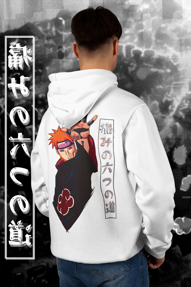 Naruto, Pain Akatsuki, Sudadera con capucha, Sudadera, Amante del anime, Anime, Ropa para adultos, Anime y Manga, Regalo para él, Regalo para ella, Tendo, Shippuden imagen 2