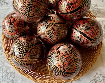 Christmas Ornaments Decor Ball 3 inch Bauble Handmade papier-mâché ornaments paper mache India