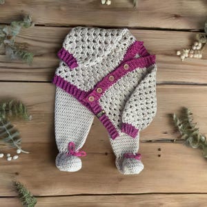 Handmade Baby Cardigan  and  Pants Set