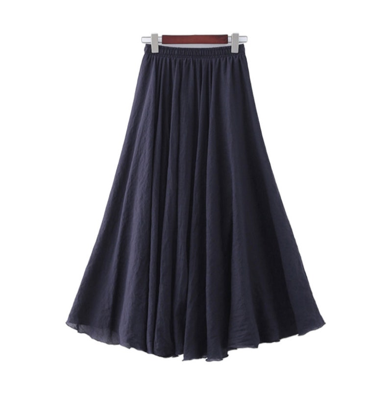 jupe maxi en coton et de lin pour femmes , plissée , style boho image 9
