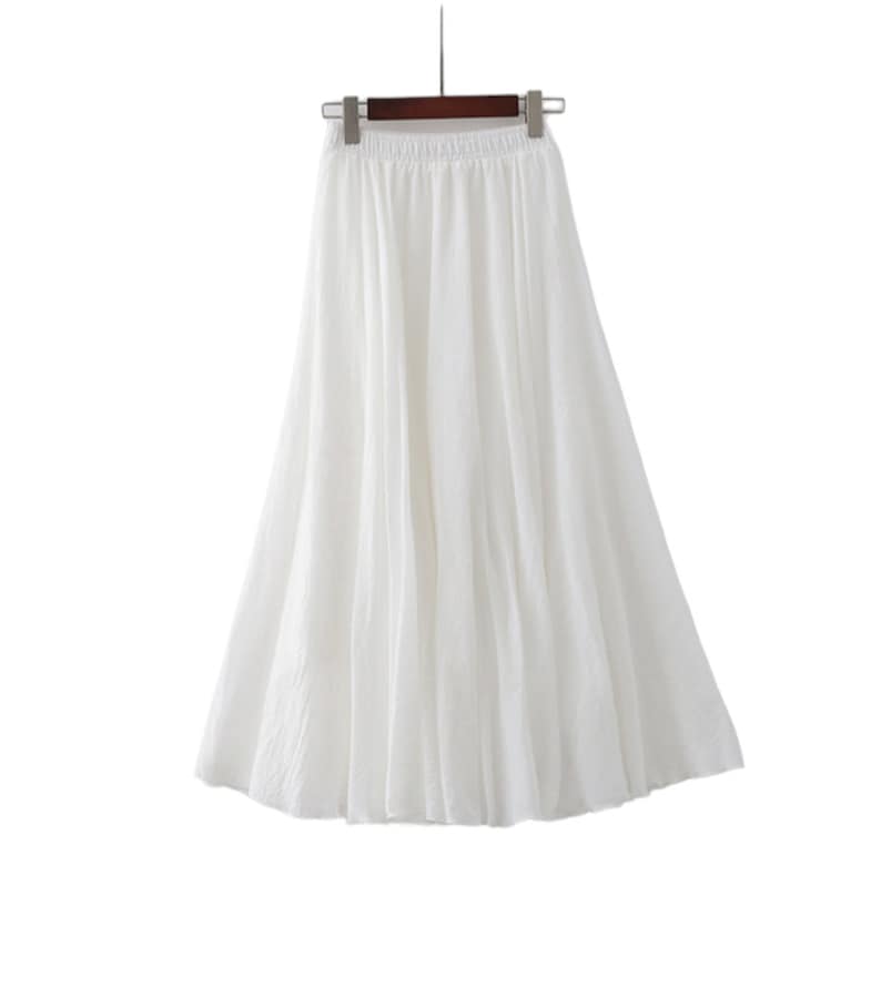 jupe maxi en coton et de lin pour femmes , plissée , style boho image 10