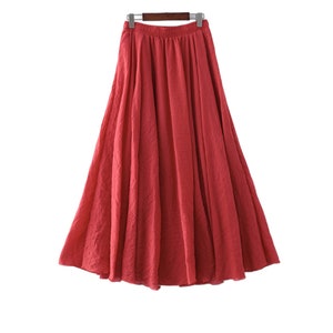jupe maxi en coton et de lin pour femmes , plissée , style boho image 7