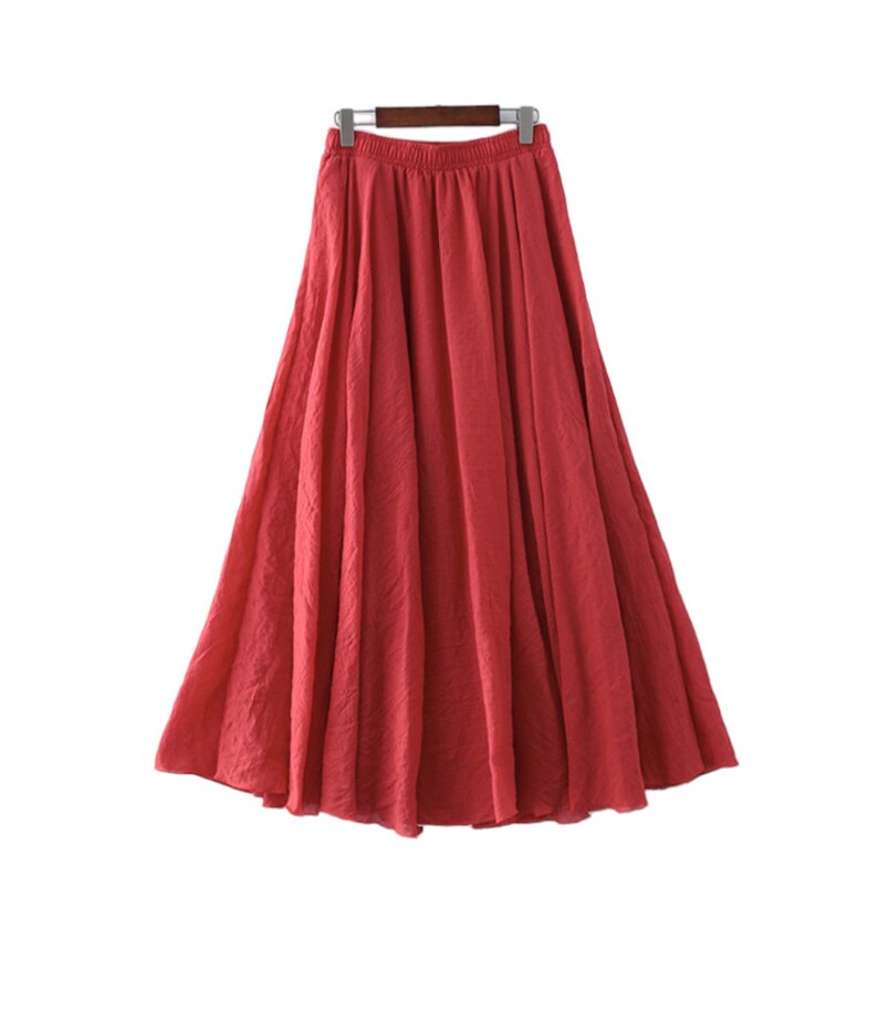 jupe maxi en coton et de lin pour femmes , plissée , style boho image 7