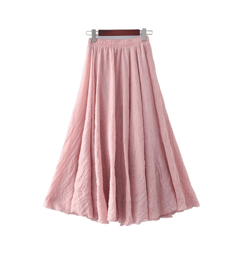 jupe maxi en coton et de lin pour femmes , plissée , style boho image 1