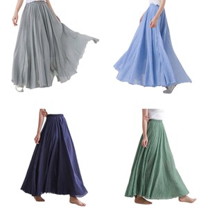 jupe maxi en coton et de lin pour femmes , plissée , style boho image 6