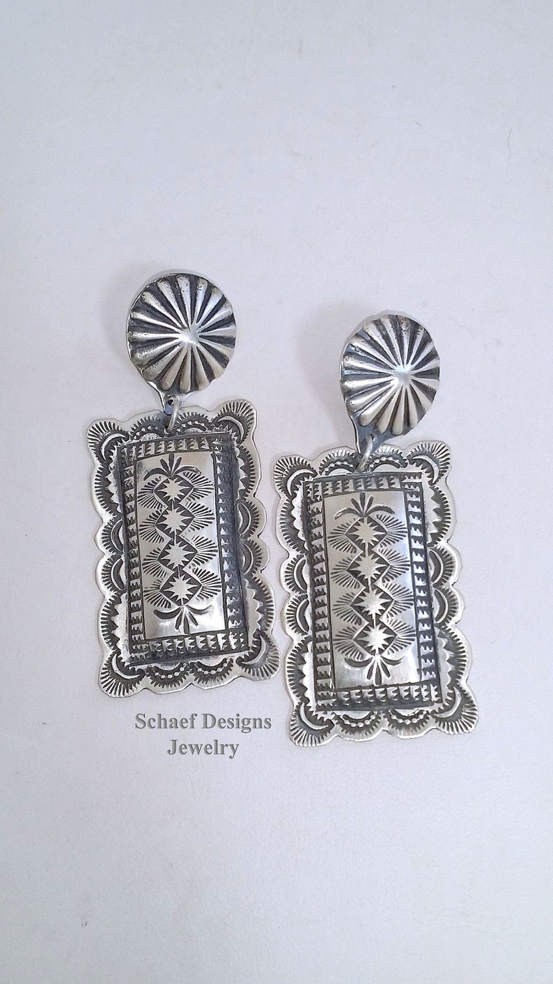 Sterling Silver Hand Stamped Cross Earrings by Vincent Platero