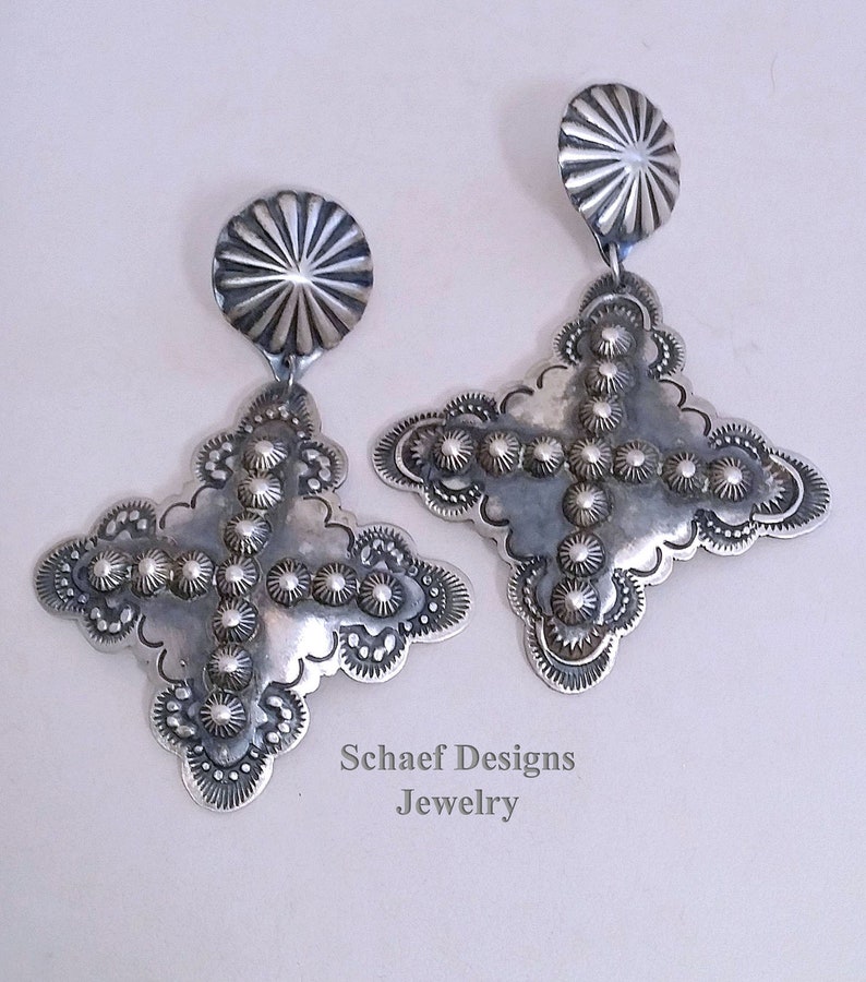 Sterling Silver Hand Stamped Cross Earrings by Vincent Platero