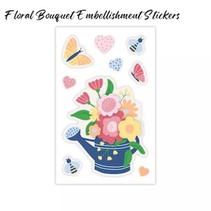 Embellissement d'autocollants de bouquet de fleurs pour le scrapbooking, la fabrication de cartes ou la fabrication de papier | Souvenirs créatifs | Floral, printemps ou été