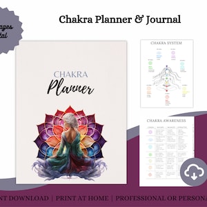 41 Page Chakra Planner & Journal | Chakra Worksheets and Activities | Promote Well-Being, Gratitude and Healing | PDF Printable or Digital