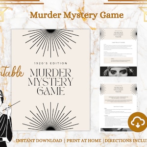 1920er Jahre Murder Mystery Rätselspiel | 18 Charakterkarten & Richtungen | Ideal für Spieleabend | Gesellschaftsspiel für Erwachsene | PDF zum Ausdrucken