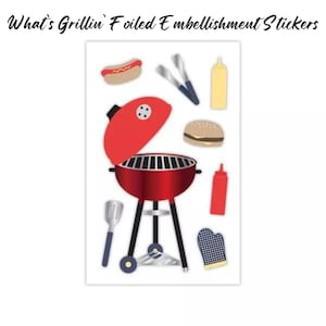 Stickers décoratifs What's Grillin' pour le scrapbooking, la fabrication de cartes ou la fabrication de papier | Souvenirs créatifs | Barbecue d'été
