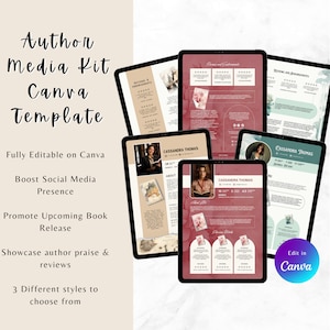 Author Media Kit | Editable Social Media Author Template | Canva Template for Authors | Author Promotion | Fiction & Non-Fiction Authors
